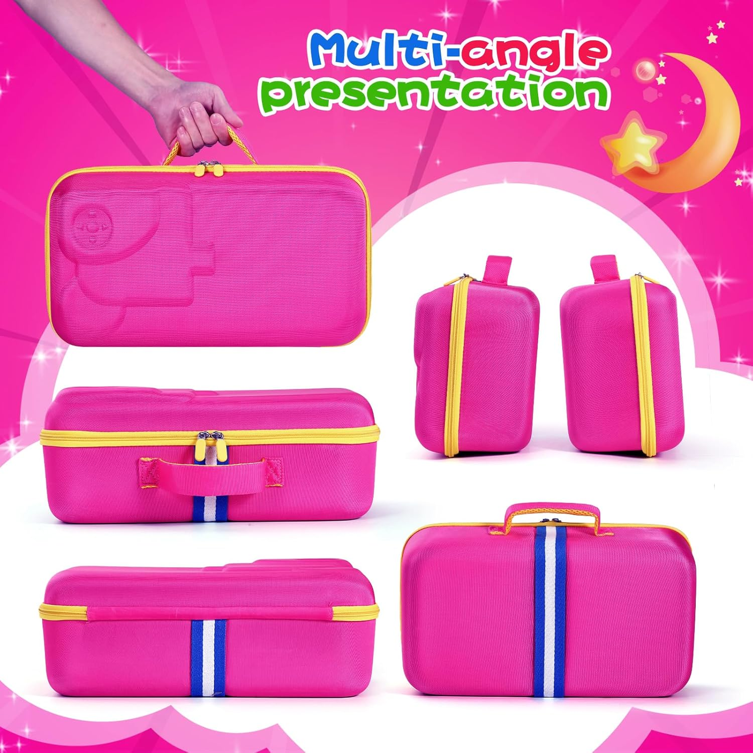 Hard Shell Case for Little Tikes Story Dream Machine Books Starter Set, Many Story Collection, Storytime/Little Golden Book Toys Storage Travel Bag (Pink, Large) image number 4