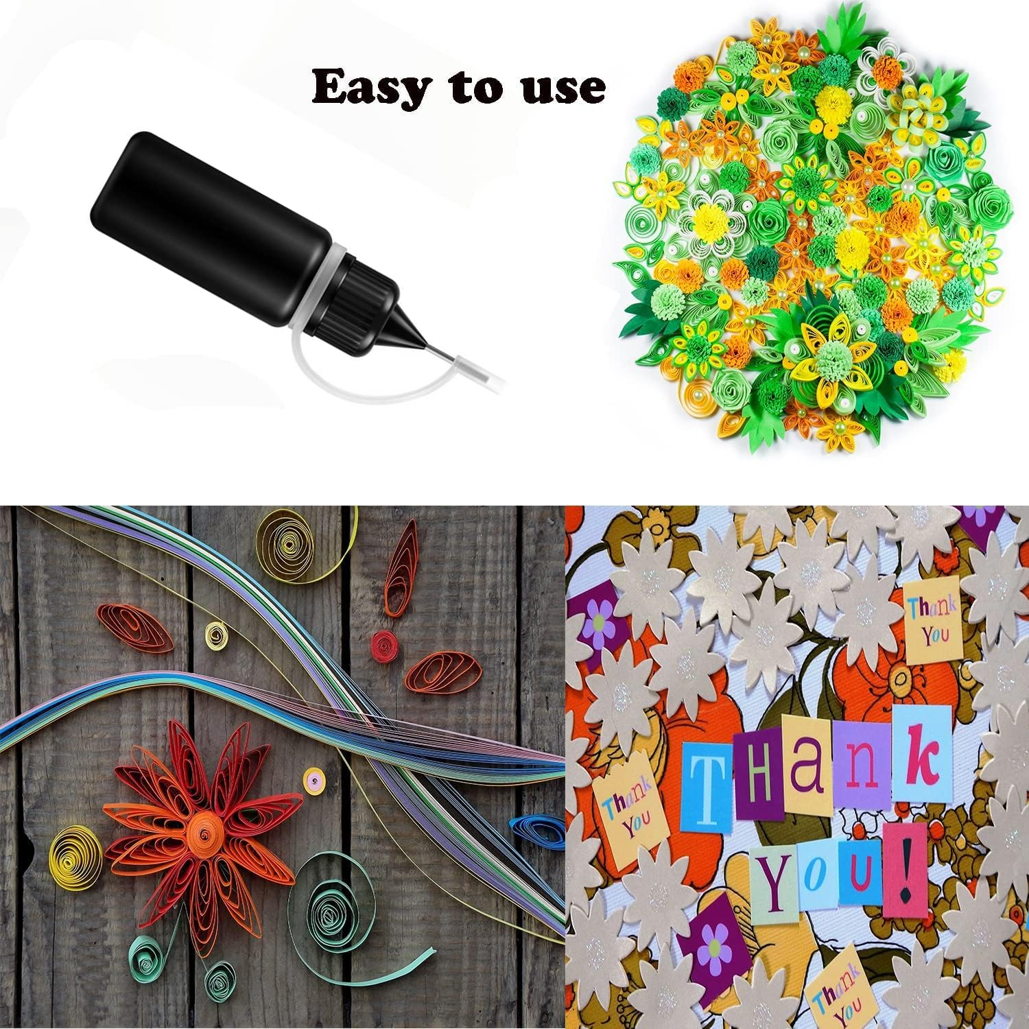 AQSXO 1 Ounce Black Needle Tip Glue Bottle, Tip Applicator Bottle with 2 Funnel, for Glue,Liquid,Oil, DIY Crafts Etc, 6 Pcs. image number 1