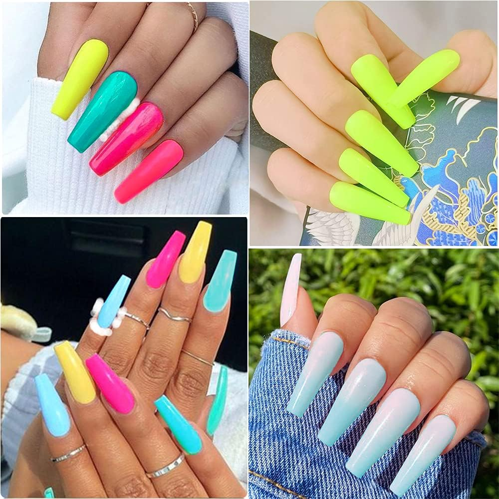 CHANGAR Colorful Long Coffin False Nails Ballerina Fake Nail Candy Press on Nail Acrylic Nail Tips Full Cover Colorful Artificial Nails for Nail Salons and DIY Nail Art (100Pcs) image number 1