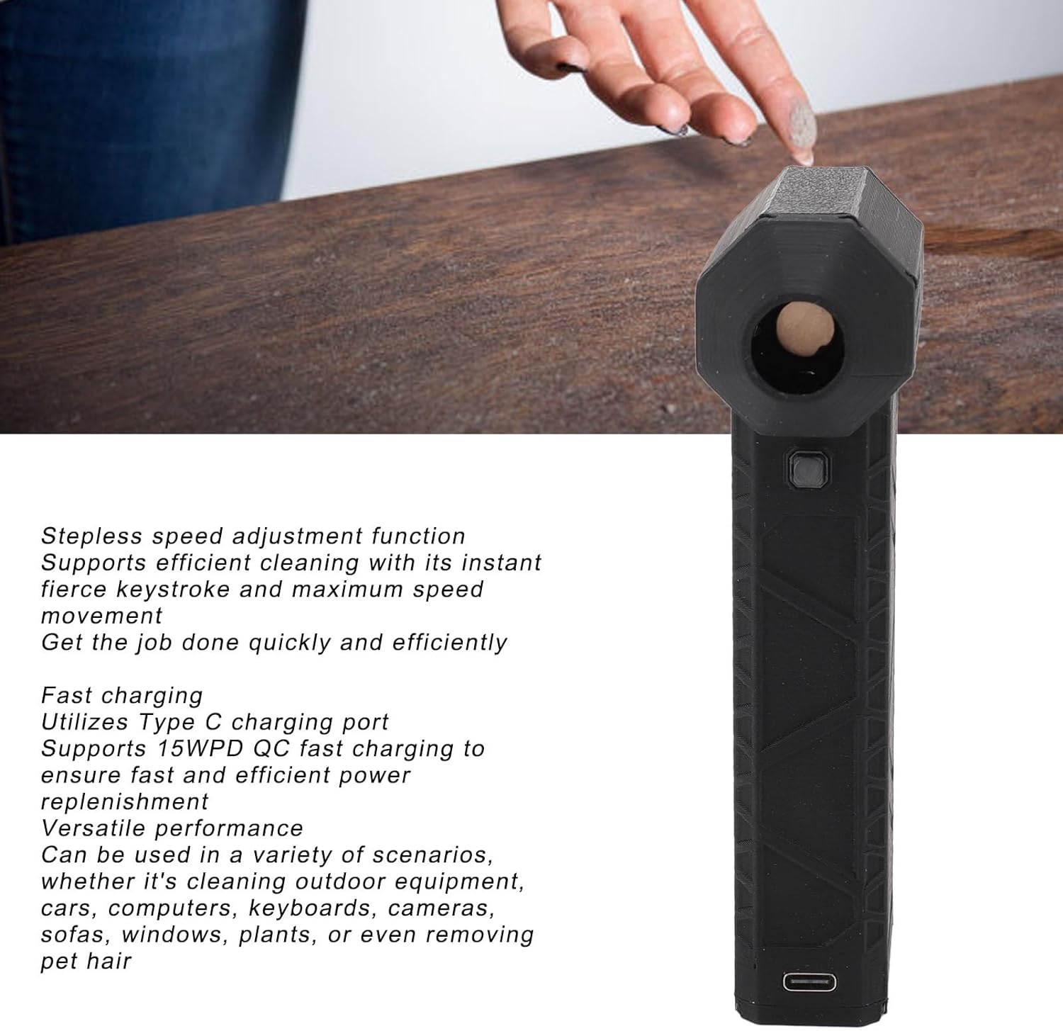 Electric Air Duster, 300000RPM Compressed Air Duster, USB C 15W PD QC Fast Charging 16000Mah Speed Adjustable Jet Dry Blower for Car,Cleaning, Camping image number 6