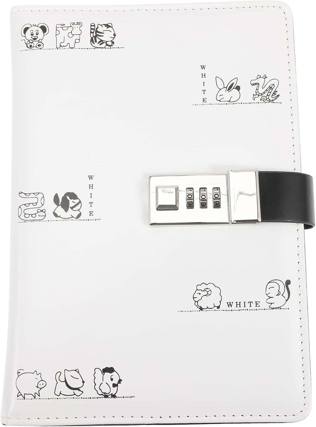 NUOBESTY Lockable Journal Diary with Lock Black Password Book with Code Lock Protection Pu Notebook for Students Adults 21.5Cm