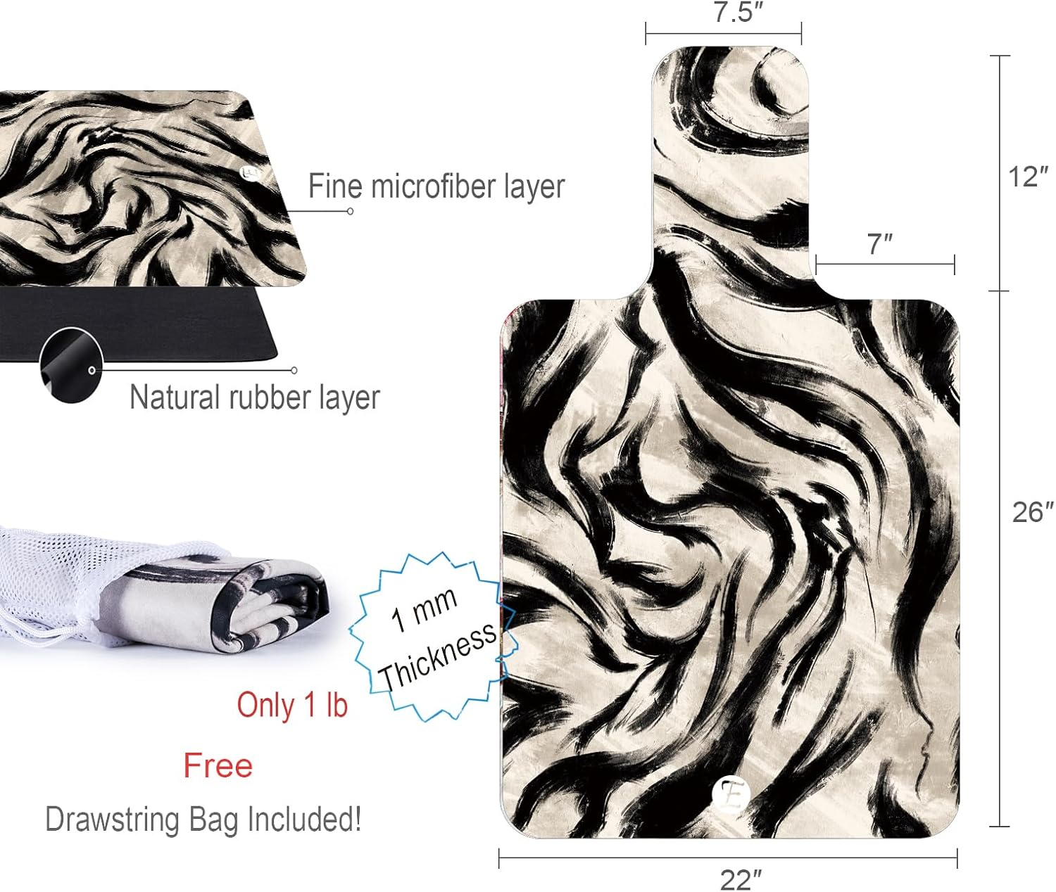 Echome Pilates Reformer Mat Towel, Pilates Reformer Mat Non Slip,Reformer Mat Easy to Wash Light Weight Portable (Tiger) image number 3