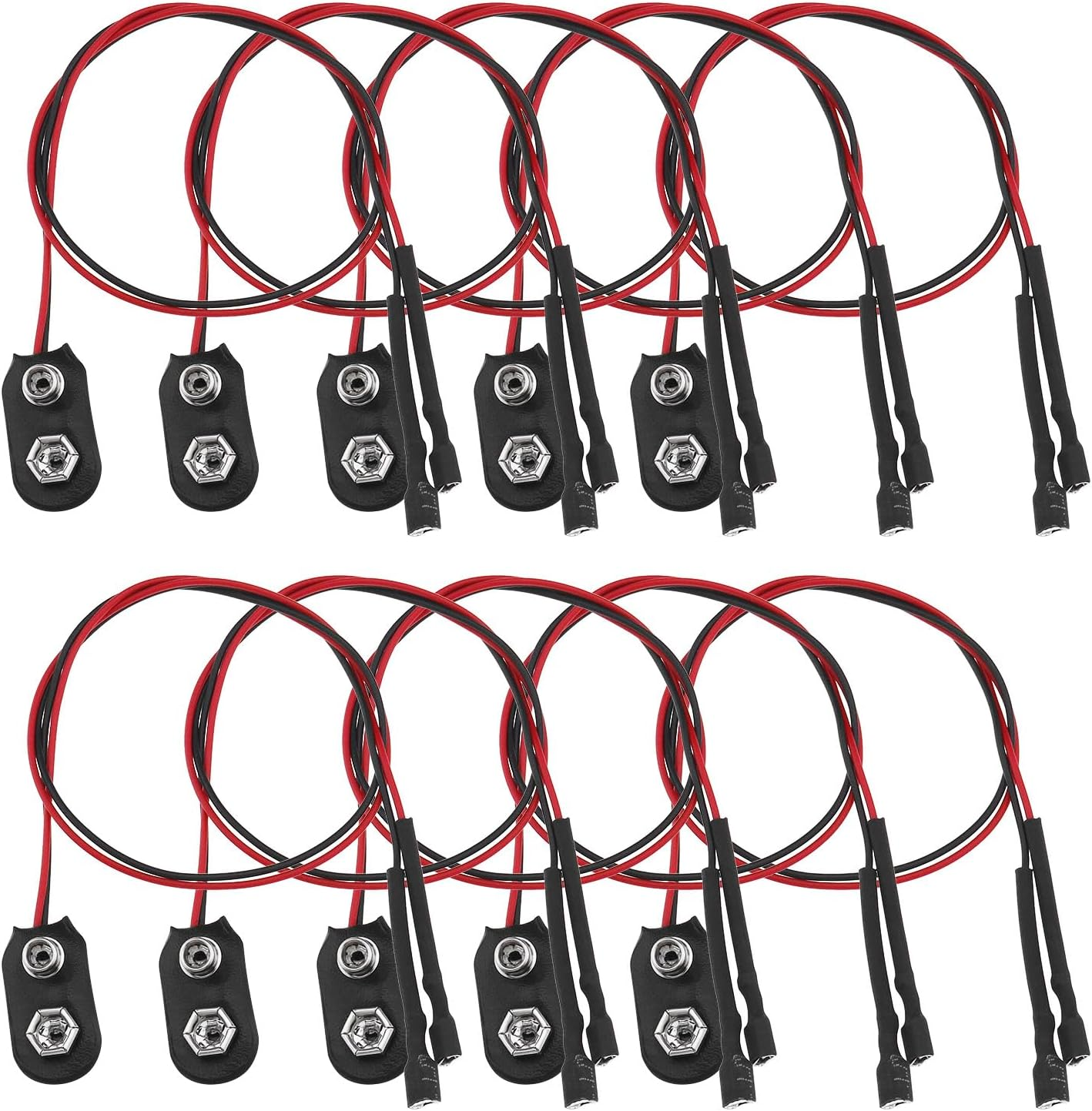 Emagtech 10PCS 9V Battery Clip Connectors Tinned Snap Strap Wire Lead & Crimp Terminals 35Cm for Power LED or Other Equipment with 9V Battery image number 6