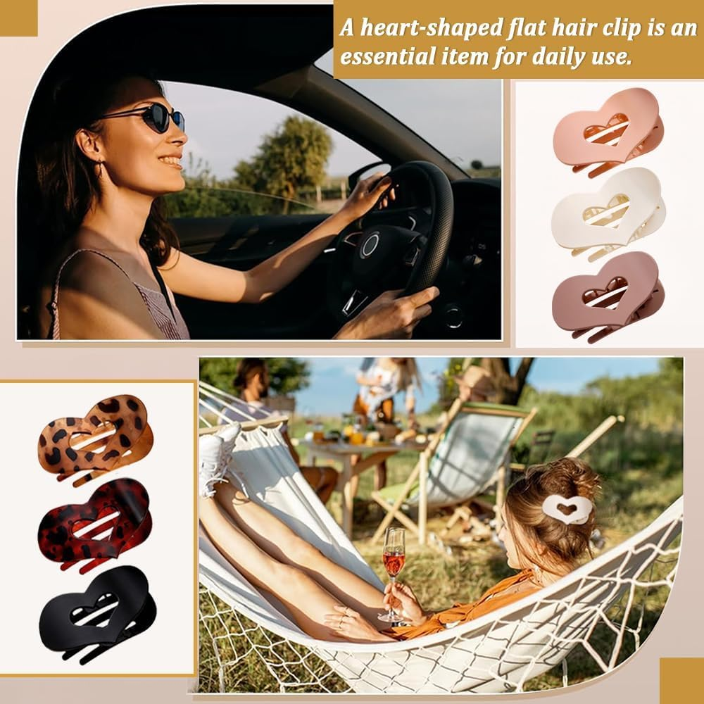 XFSRG Set of 6 Cute Hair Clips Women'S Heart Design Hair Clips Flat Curved Side Clips Elegant Hair Clips for Everyday Party Holiday (Multi-Colour) image number 6