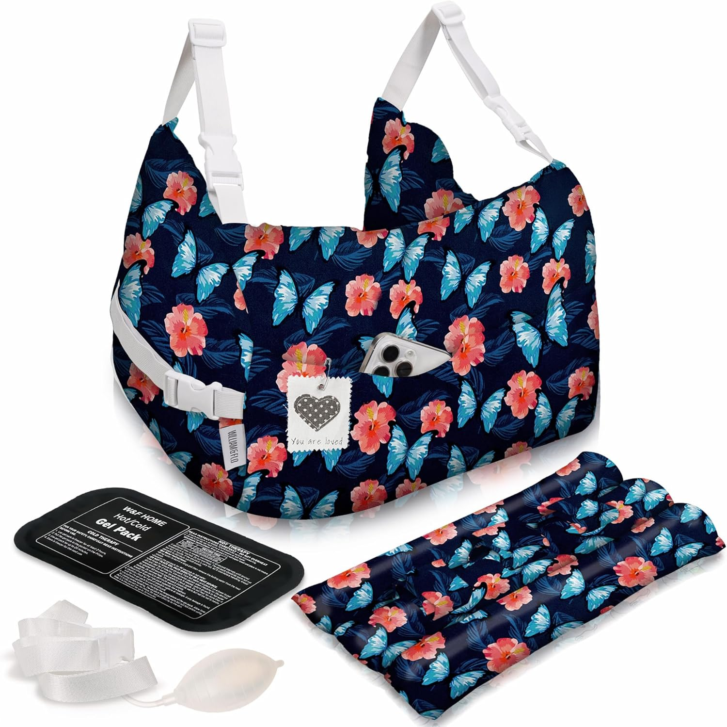 W&F HOME Mastectomy Pillow, Mastectomy Recovery Supplies, Post Mastectomy&rsquo;S Must Haves, Breast Reduction Recovery Supplies, Open Heart Surgery Pillows, Breast Pillows for Sleeping - Pink Flower