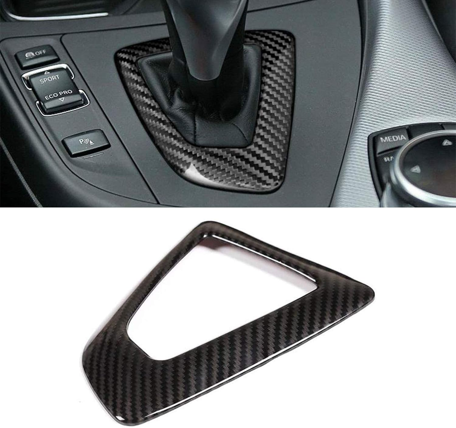 Carbon Fiber Control Gear Box Shift Knob Panel Frame Cover Sticker Interior Trim Compatible with BMW F20 F21 F22 F23 F30 F34 F35 F32 F33 F36 1 2 3 4 Series 14-18 Accessories
