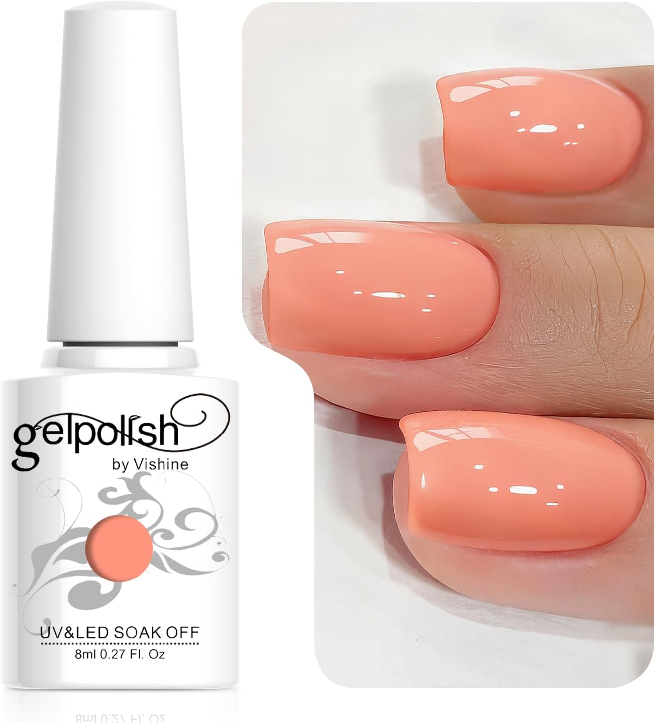 Vishine French Rose Gel Nail Polish - 16Ml Nude Pink Gel Polish Translucent Nail Soak off LED Nail Lamp Jelly Gel Polish Nail Art Gel 0.54Oz M086