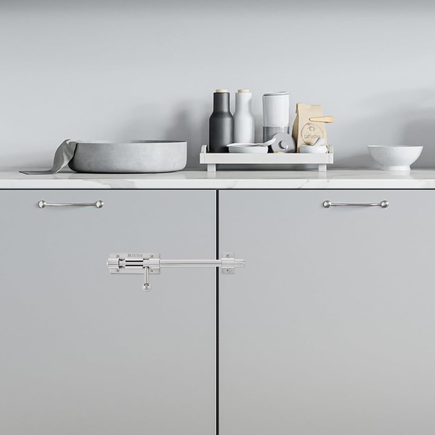 Slide Bolt Gate Latch, 2 Pack 10 Inch 304 Stainless Steel Barrel Bolt Latch with 8 Mm Padlock Hole, 10 Mm Bolt Heavy Duty Silver Sliding Latch Lock image number 3