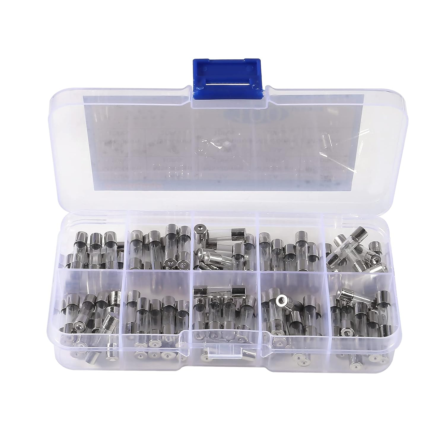 DIANN 100Pcs Fast-Blow Glass Fuses Assortment Kit 10 Values 5X20Mm 250V 0.2 0.5 1 2 3 5 8 10 15 20A Amp Assortment Kit image number 3