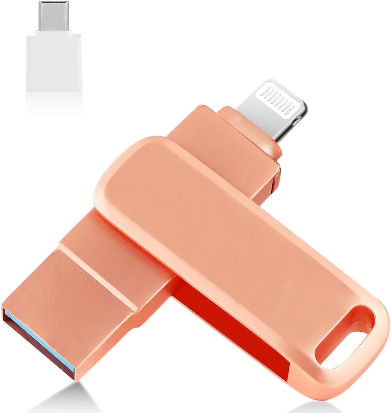 Phone Photo Stick,Mfi Certified USB Flash Drive,3 in 1 256GB USB3.0 Flash Drive Iphone Photo Stick USB Memory Stick Thumb Drive for Iphone 16/15/14/13/12/11/X/Xs/Pc/Ipad/Usb C Flash Drives(Pink) image number 4