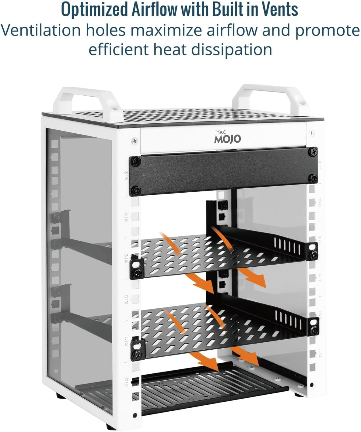 Tecmojo 2 Pack 0.5U Rack Shelf, 10 Inch 200Mm Depth Server Rack Mount Shelf Vented Cantilever Tray, Metal Shelves for 10 Inch Server & Network Cabinet, Weight Capacity 10 Kg, Black image number 4