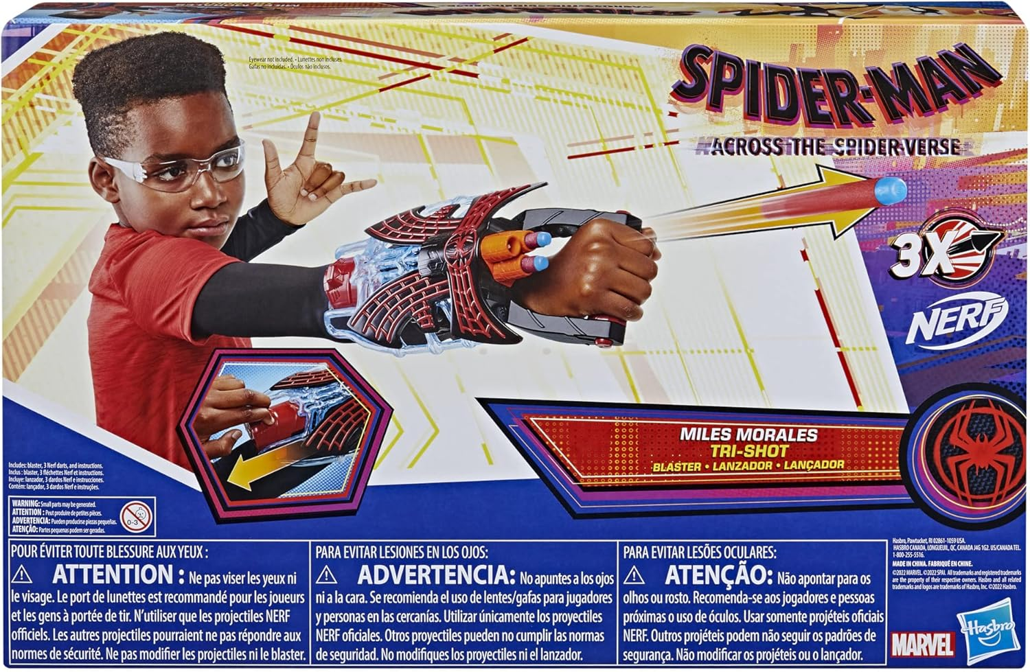 Spider-Man Marvel : across the Spider-Verse Miles Morales Tri-Shot NERF Blaster, with 3 Darts, Toys, Super Hero Toys for 5 Year Old Boys and Girls and Up image number 4