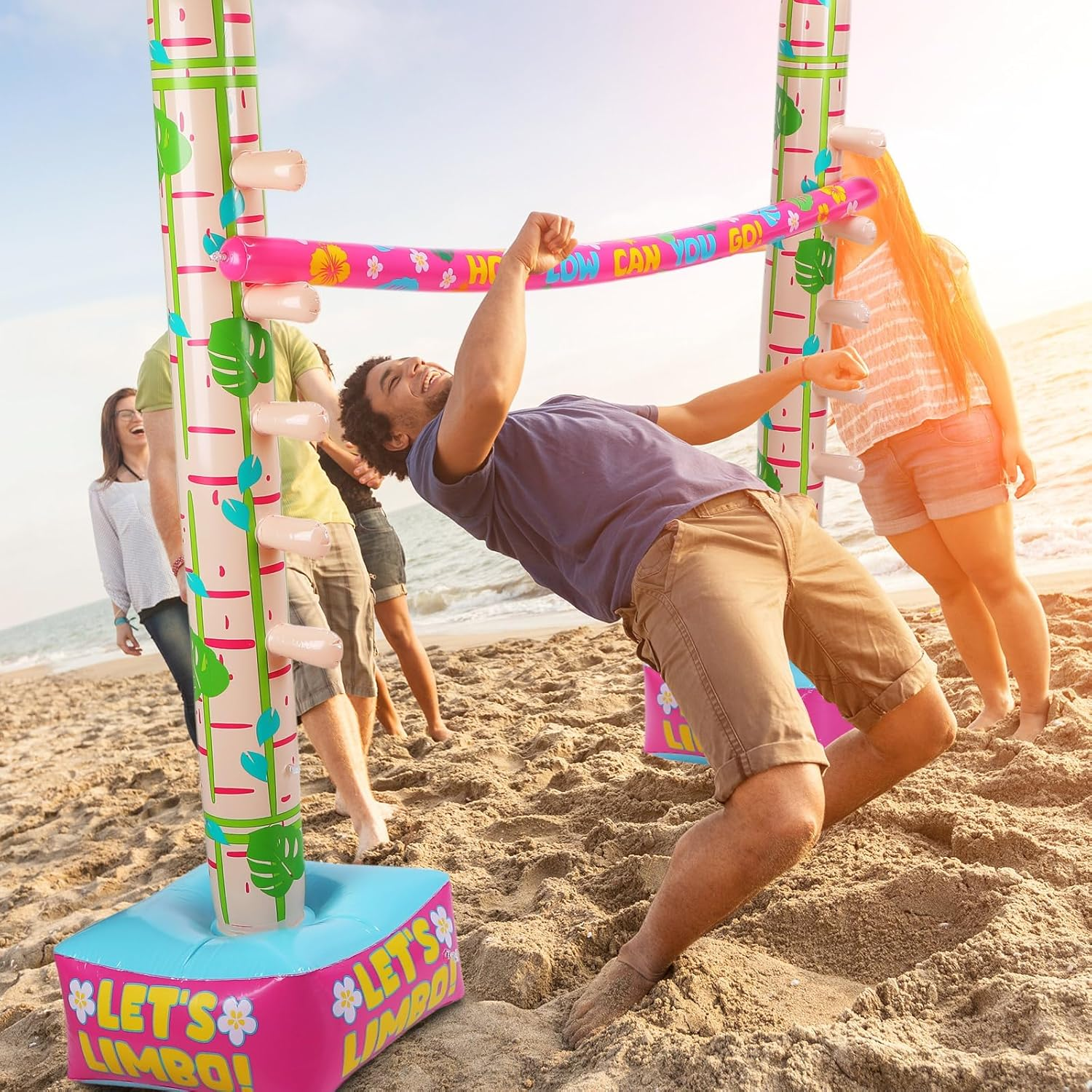Summer Inflatable Limbo Game Palm Leaf Party Game for Boys Girls and Adults Fun Tropical Inflatable Decoration for Indoor Outdoor Picnic Beach Pool Family Luau Backyard image number 4