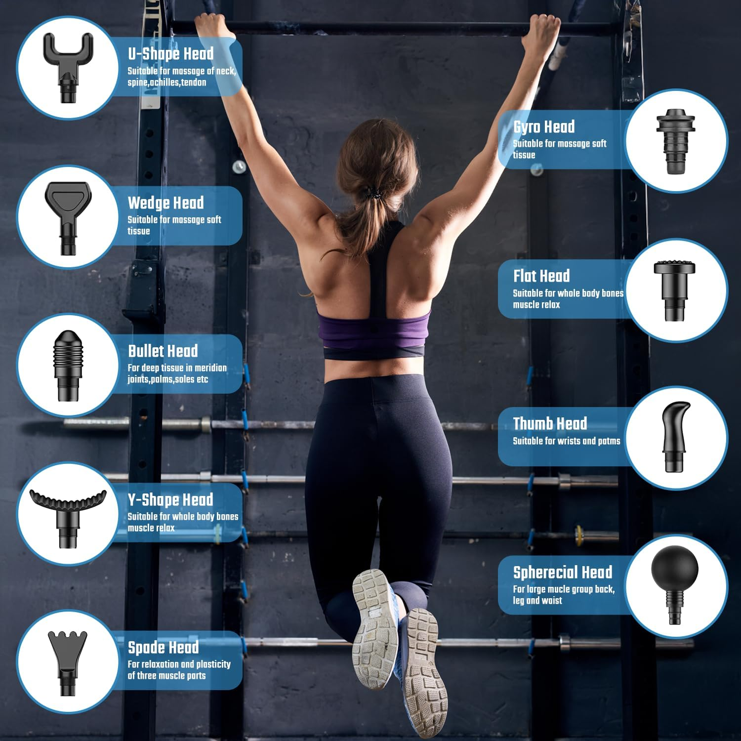 Massage Gun, Muscle Massage Gun Deep Tissue Back Massager for Pain Relief, 20 Speeds Handheld Electric Massager Tool with Silent Brushless Motor, Suitable for Gym Office Home Travel image number 3