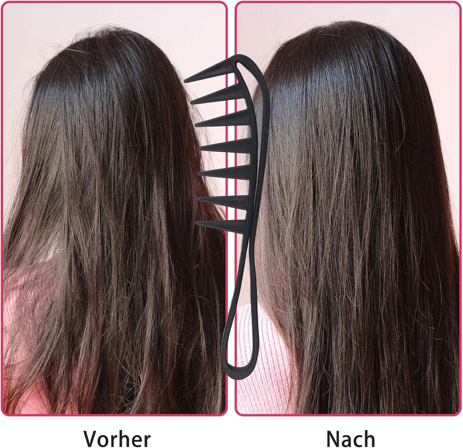 4 Pieces Wide Tooth Comb for Curls, Large Curl Comb for Knotted, Wavy, Thick, Thin Hair, Large Tooth Comb for Women and Men, Extra Wide Curl Comb for Brushing Curls, Black image number 2