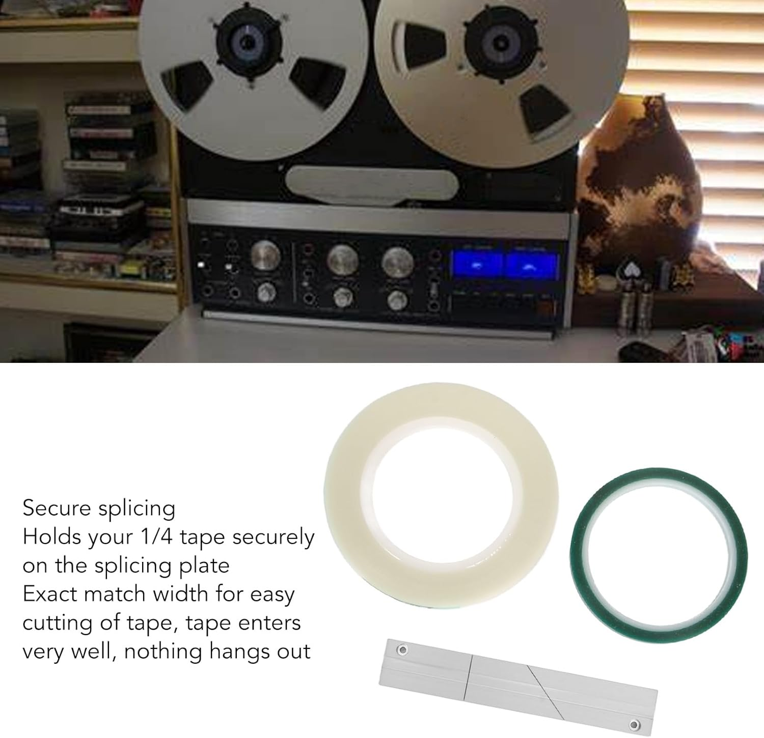 1/4 10 Inch Tape Splicing Block, Professional Open Reel to Reel Tape Block, with Connection Plate, Leader Tape, Splicing Tape, CNC Tape Splicier for Revoxsonido image number 2