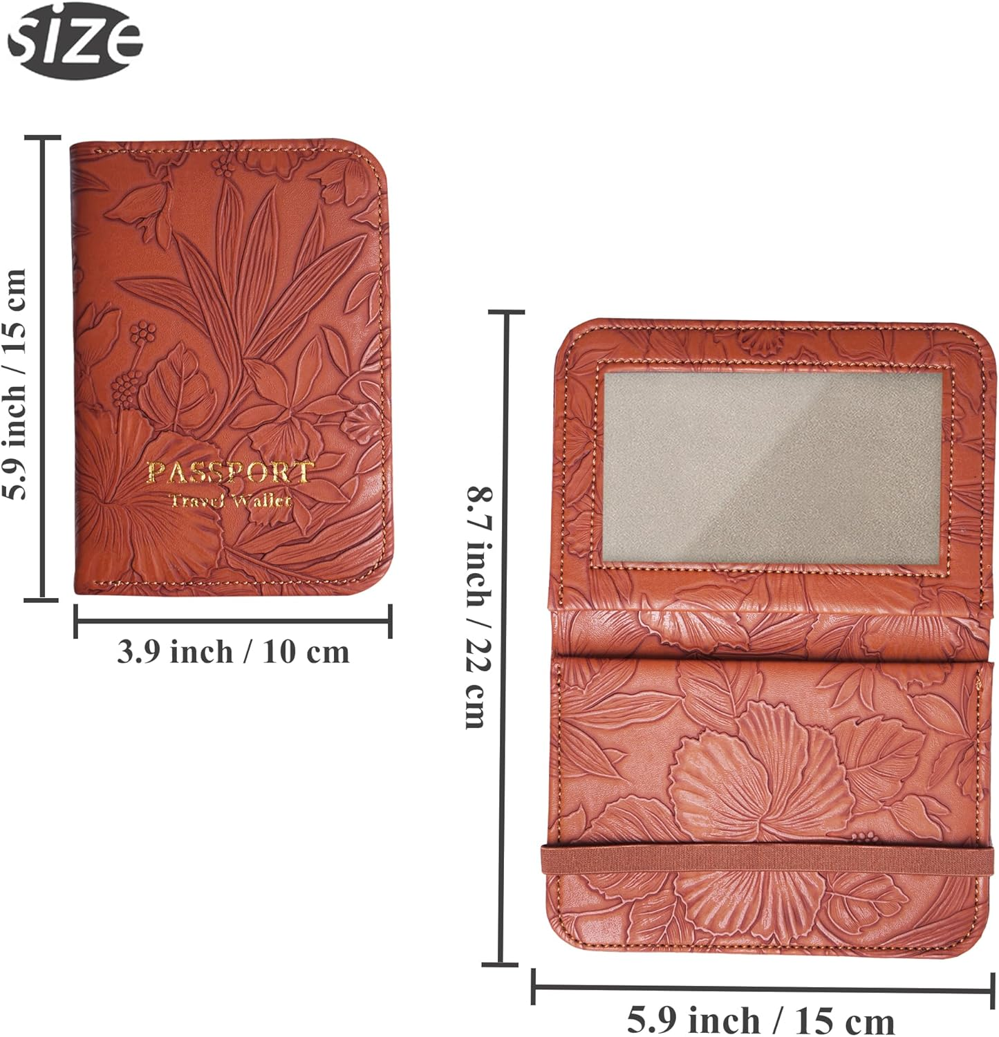 Lizimandu Passport Holder with Airtag Slot, Airtag Passport Wallet for Men Women, Slim Leather Passport Holder Case Family for Travel Anti-Lost, 1-Carved Light Brown, 1 Pcs - 1-Carved Black image number 3