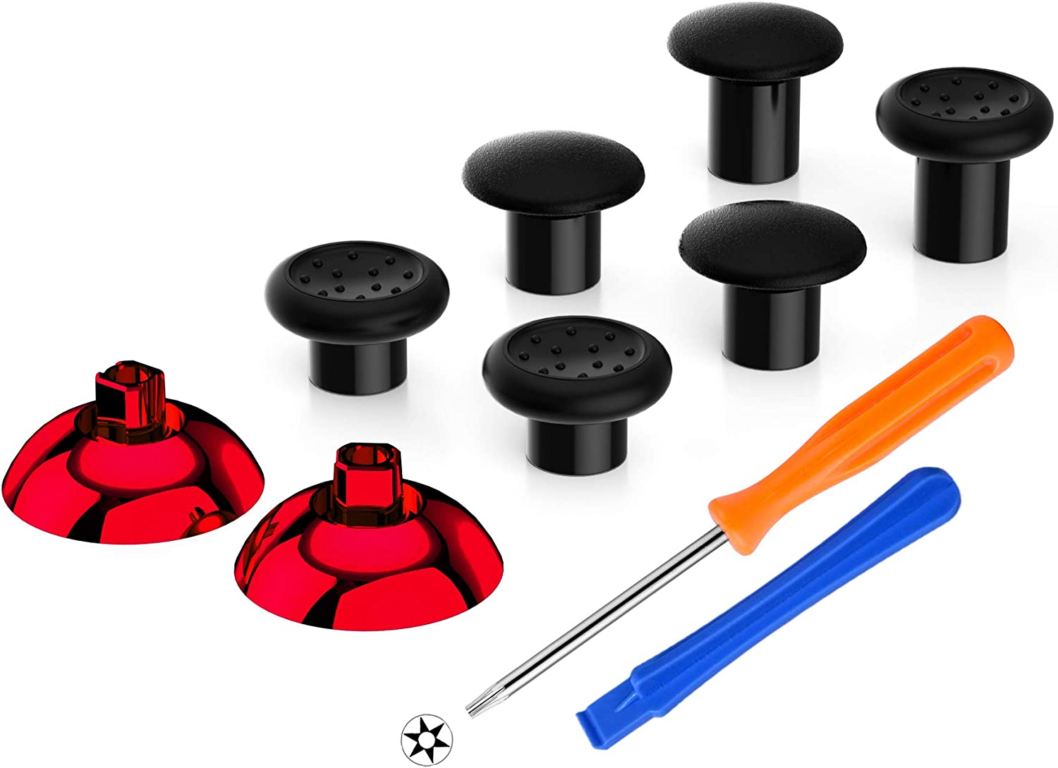 Extremerate Thumbsgear Interchangeable Ergonomic Thumbstick for Xbox Series X & S/Xbox One/Xbox One Elite/Xbox One S & X Controller W/ 3 Height Domed & Concave Grips Adjustable Joystick - Chrome Gold