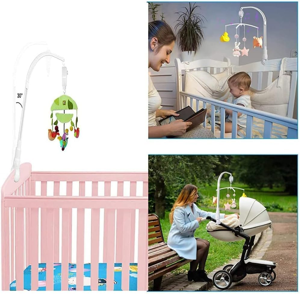 Baby Bed Mobile, Hanging Mobile with Adjustable Holder, Crib Mount, Rotatable, Light Up, White, Infants and Toddlers image number 4