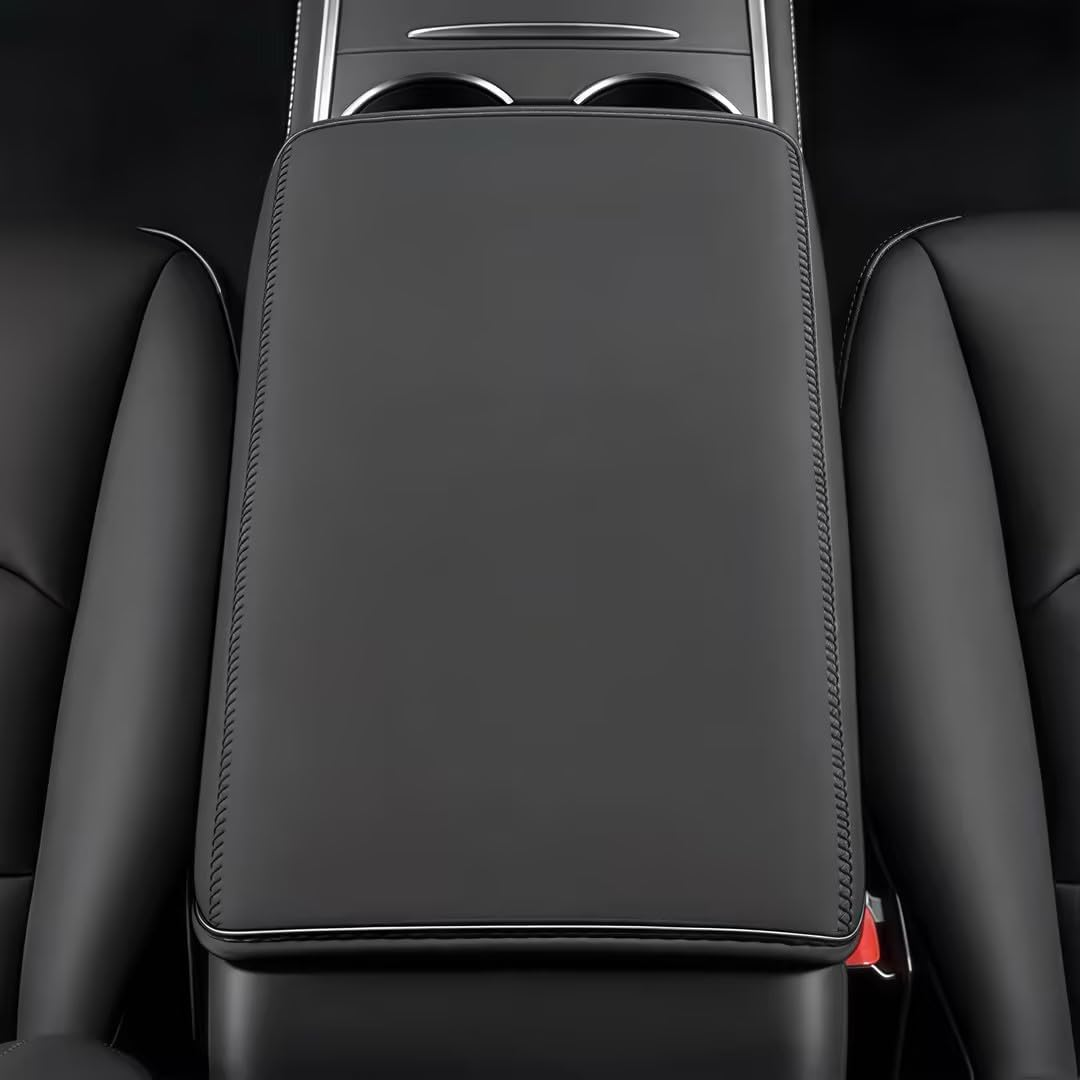 Armrest Cover for Tesla Model Y Model 3, Original Mold Center Console Lid Protector, Premium Soft Leather, Custom Fit for 2017&ndash;2023 Models image number 3