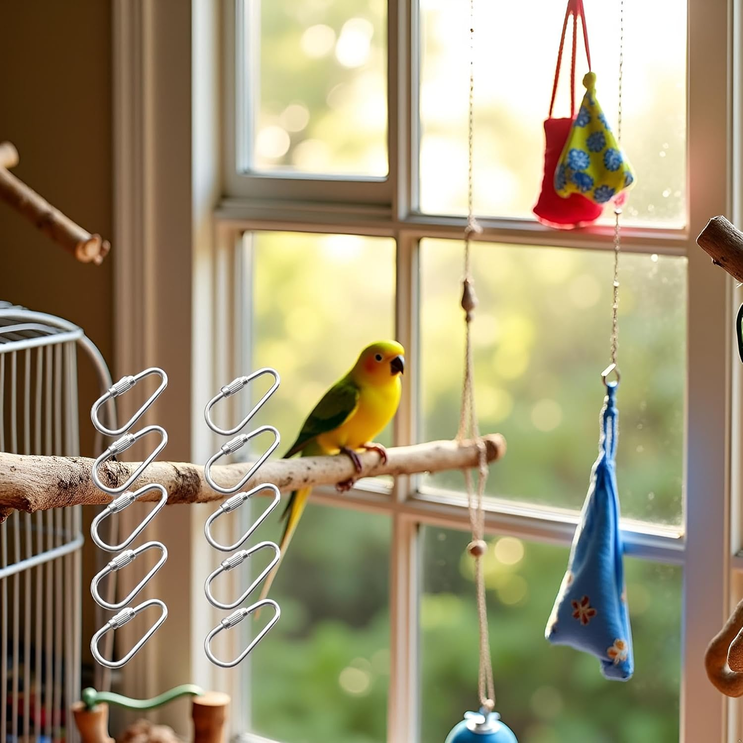 10Pcs Silver Stainless Steel Heavy Duty Metal Hooks,Suitable Parrot Hook for Most Bird Animal Hanging Parrot Toy Hooks,Metal Parts DIY Bulk Small in Size,Birds Toys Attachment,Pet Supplies image number 3