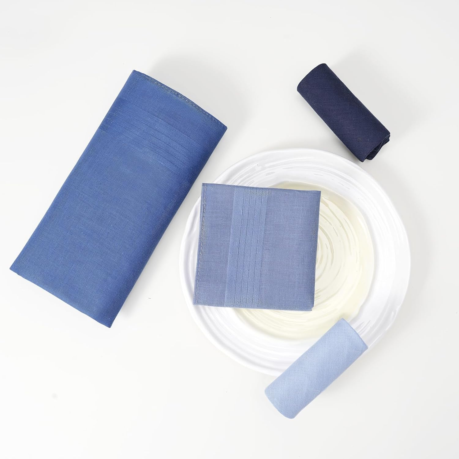 PACGOTH Handkerchiefs for Men, Soft Cotton Men&rsquo;S Handkerchiefs, Blue Stripe Hankies for Men, 15.7 * 15.7&rdquo; 8/12PCS