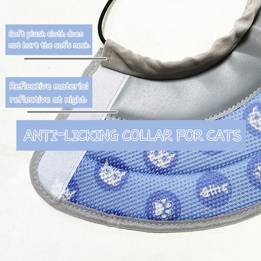 LEEQ Cat Collar, Foldable Soft Protective Collar, Cat Collar, Recovery Collar, Soft Cat Protective Collar, after Surgery and Injuries for Cats, Blue (Neck Circumference 14-24 Cm) image number 2