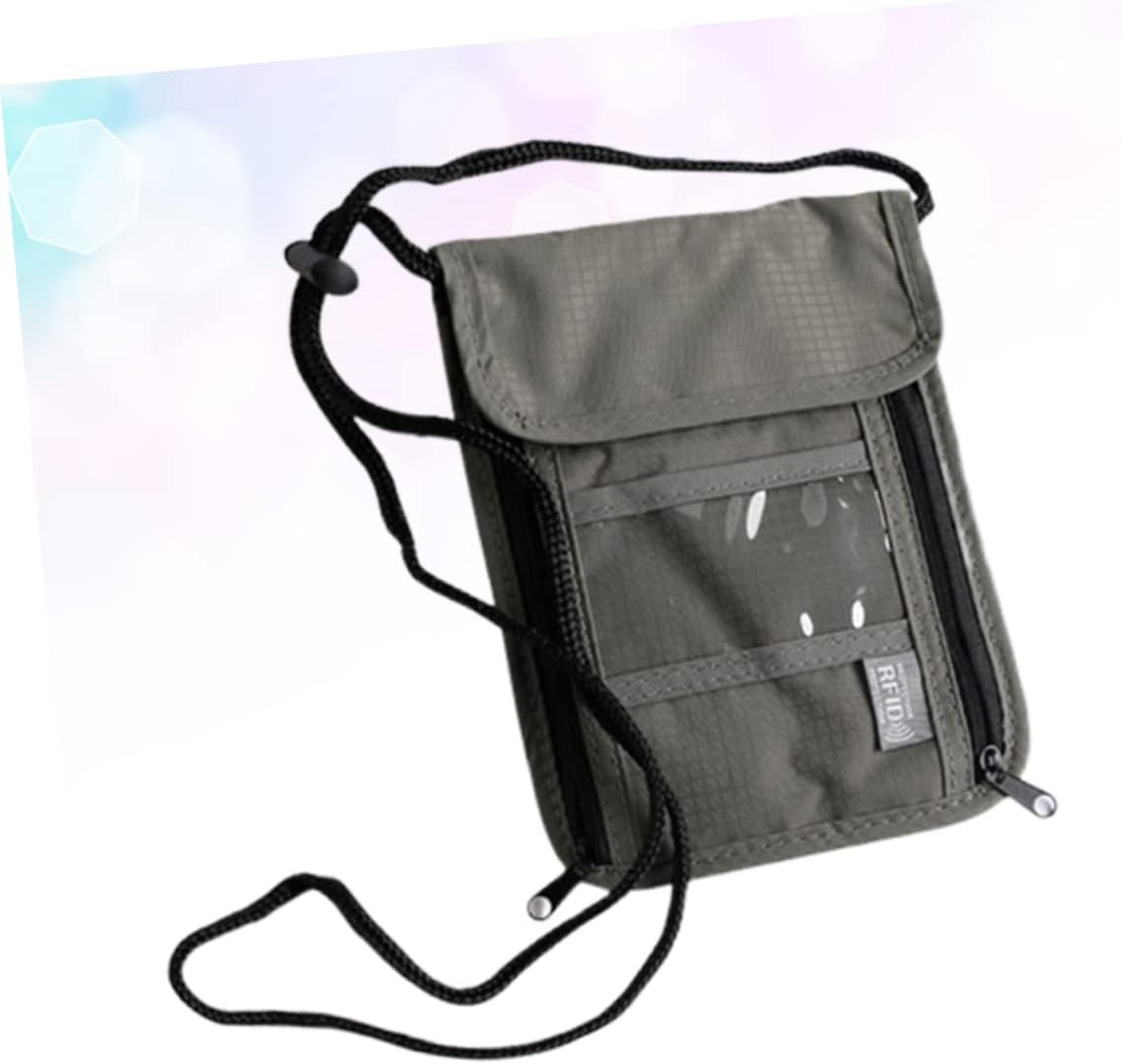 ELAYARD Travel Passport Holder Neck Wallet Grey Multifunctional Travel Wallet for Documents Credit Cards and Mobile Phones for All Travelers