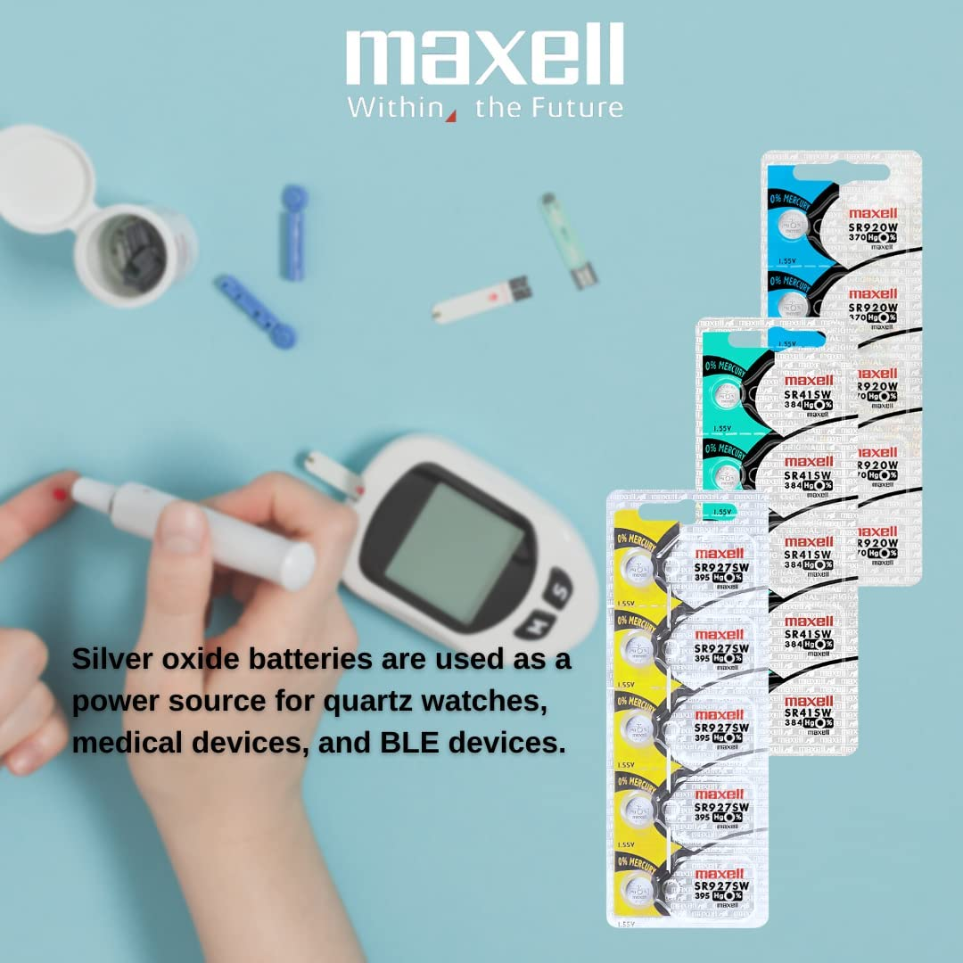 Maxell Sr927Sw 395 Silver Oxide Cell Pack of 5 Made in Japan
