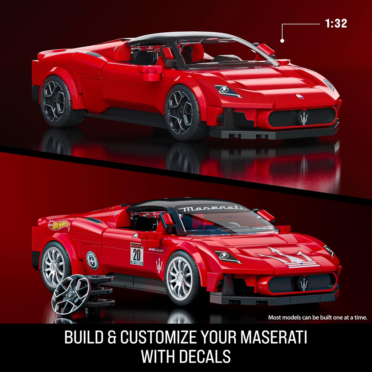 ​Mattel Brick Shop Hot Wheels Speed Series Building Set, Maserati MC20 with 250 Pieces, Realistic Details and Custom Decals, Adult Collectors and Kids Ages 10+ image number 3