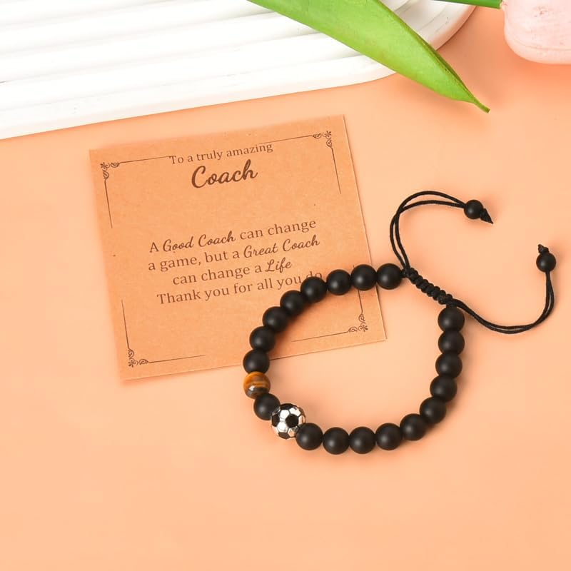 Soccer Coach Bracelet Gifts for Christmas Birthday Graduation Thank You Soccer Coach Gifts for Men Women Appreciation Gifts for Soccer Coaches Male Female Team Soccer Bead Bracelet Adjustable image number 5
