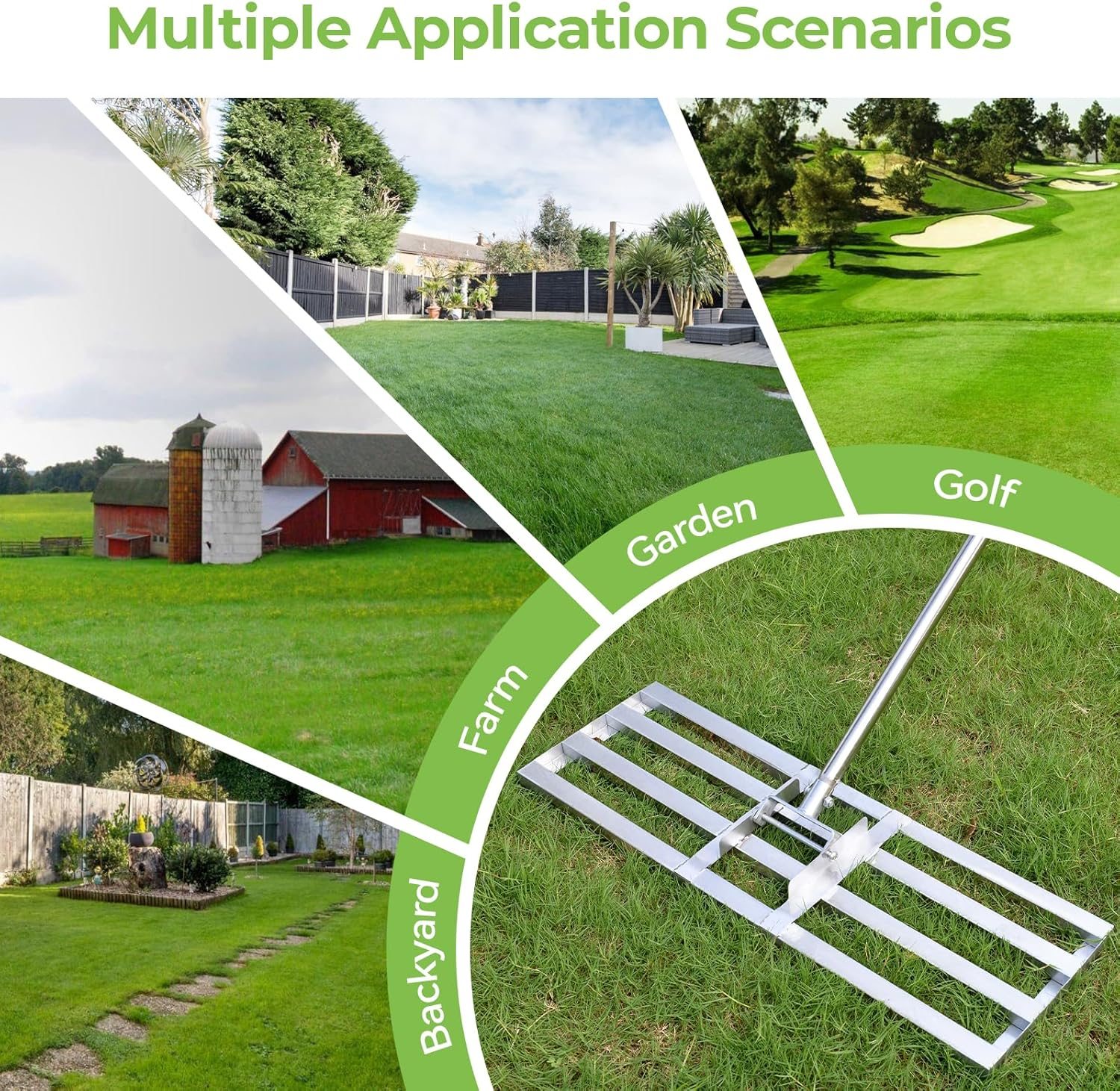 Stansom Lawn Leveling Rake 72X25CM Stainless Steel Lawn Leveler with Adjustable Handle, Heavy Duty Lawn Leveling Tool for Garden Yard image number 5