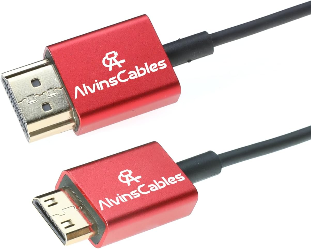 Alvin'S Cables 8K High Speed Mini HDMI to HDMI Coiled Cable, Aluminum 8K@60Hz 4K@240Hz HDMI 2.1, Compatible with Camera, Camcorder, Tablet and Graphics/Video Card, Laptop, Projector image number 1