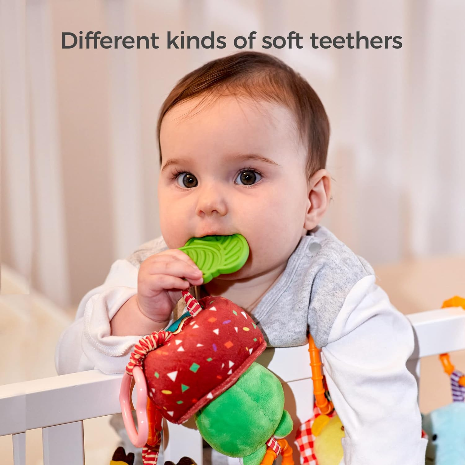 TUMAMA Baby Toys for 0, 3, 6, 9, 12 Months, Handbells Baby Rattles Soft Plush Early Development Stroller Car Toys for Infant, Newborn Birthday Gifts, 4 Pack image number 1