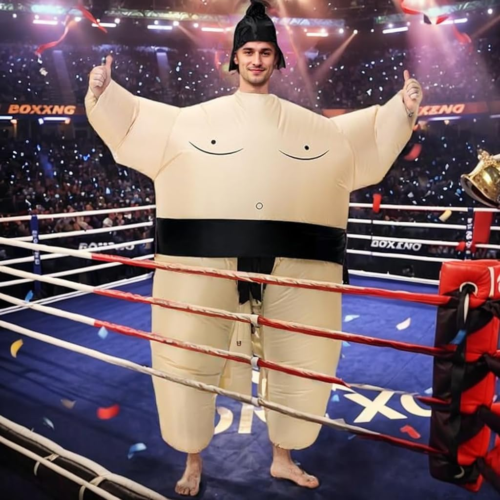 Inflatable Sumo Wrestling Suits, Wrestler Inflatable Costume, Blow up Sumo Costume, Halloween Costumes, Inflatable Funny Costume Adult image number 4