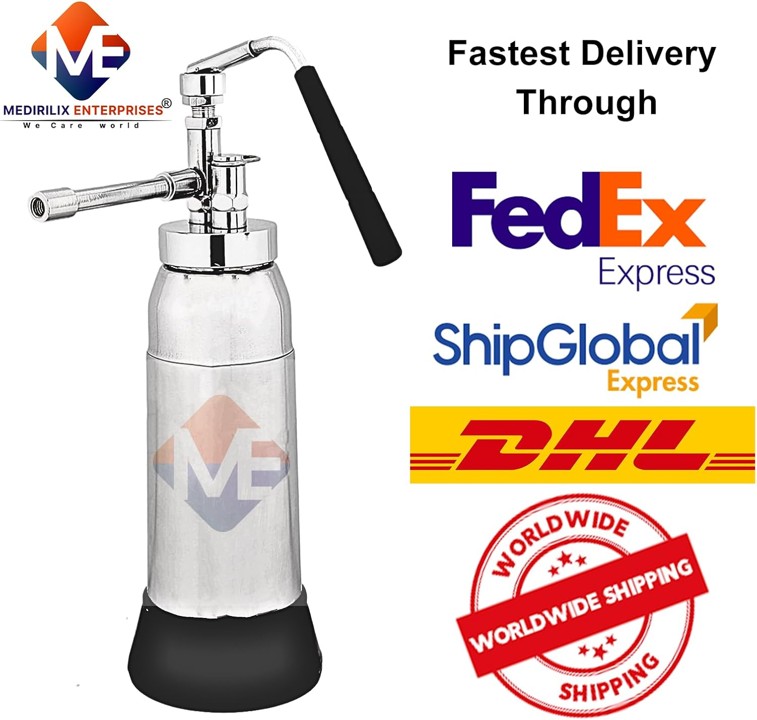 Medirilix Enterprises Dermatology No-1 Mini Cryo Gun Liquid Nitrogen Sprayer, Dermatology Equipment with Free Spray Heads Cryo Can 350 Ml Empty Container image number 1