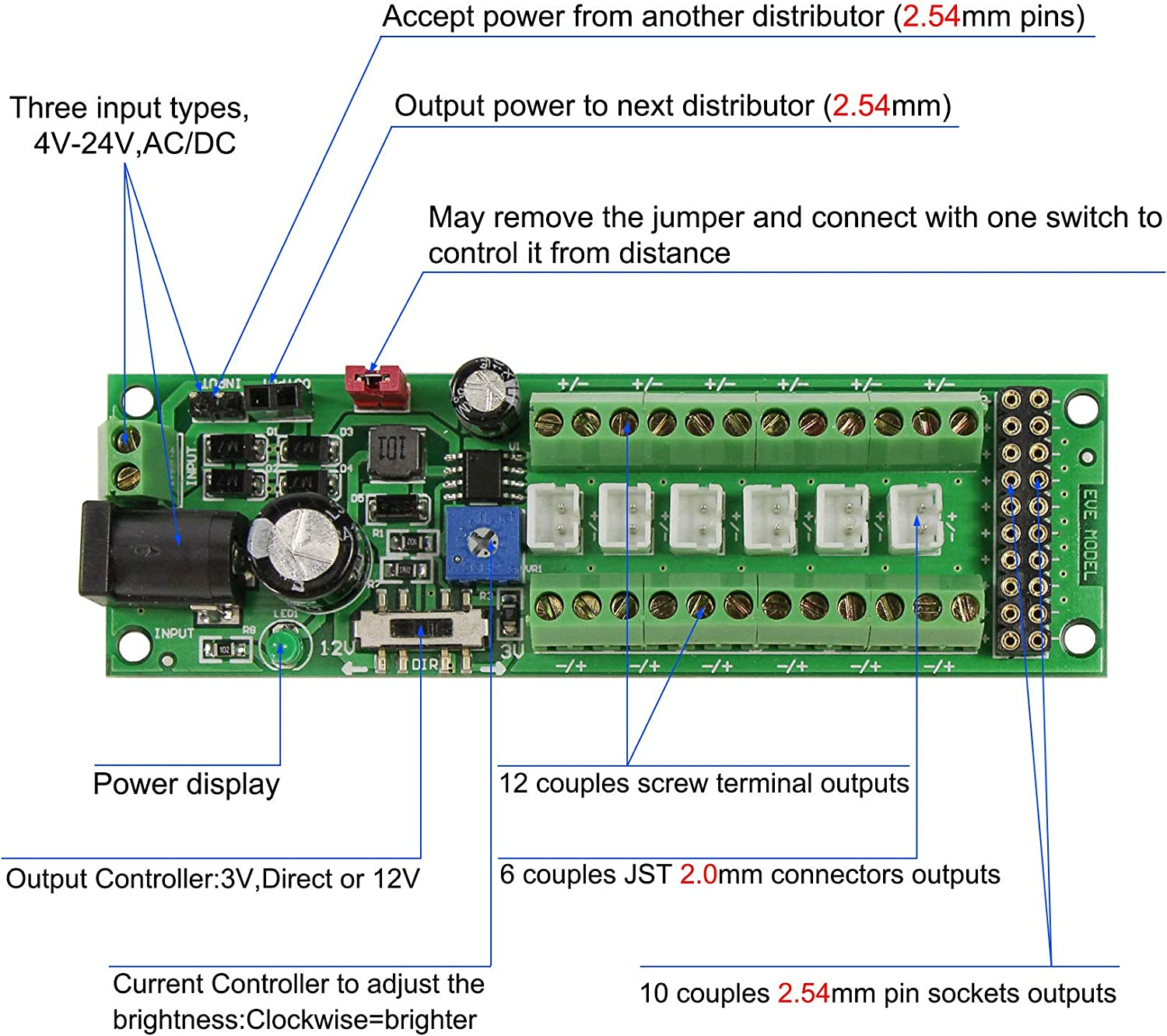 Power Distribution Board Self-Adapt Distributor HO N O LED Street Light Hub DC AC Voltage Train Power Control image number 3
