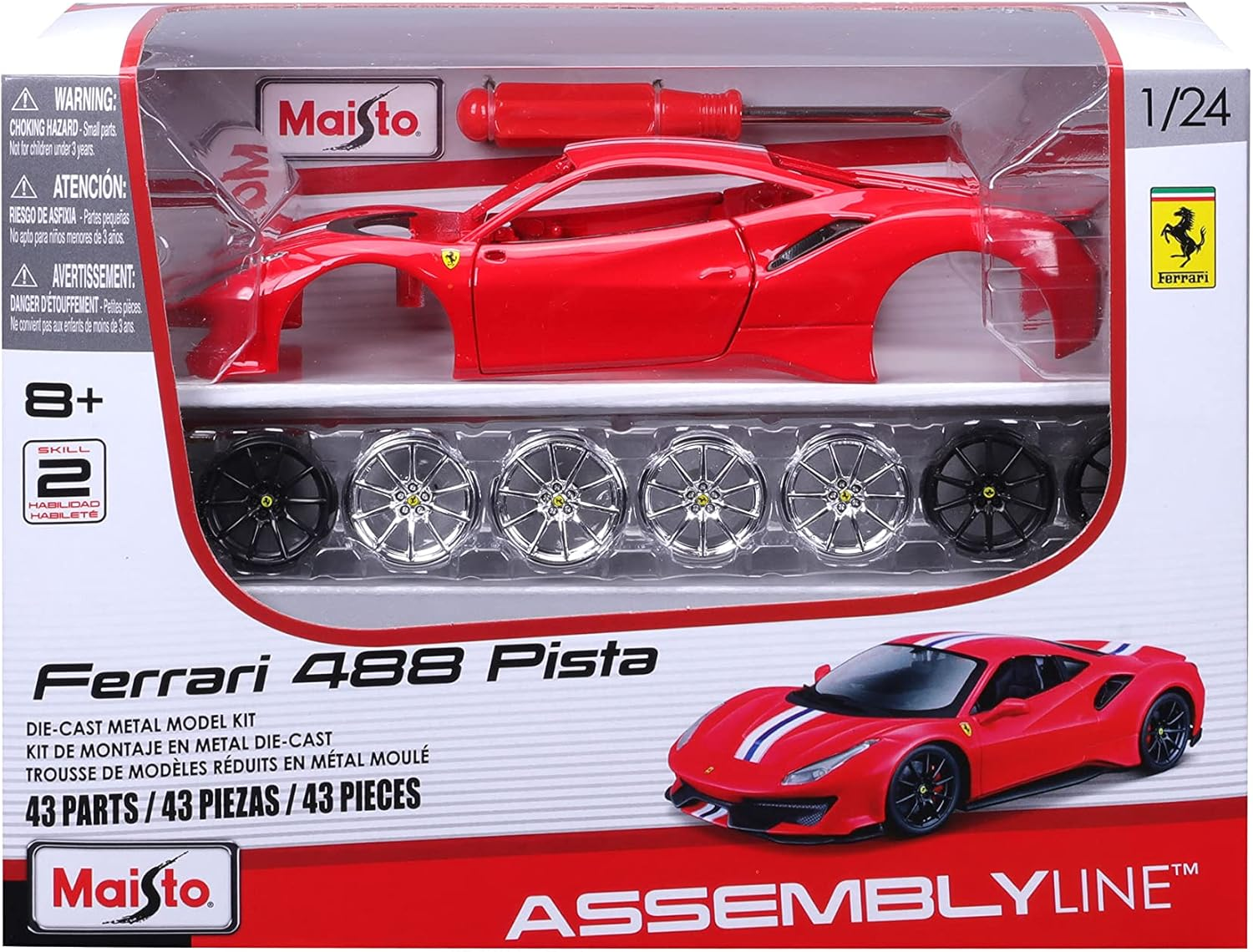Maisto 1:24 Assembly Line Ferrari 488 Pista - Red image number 3