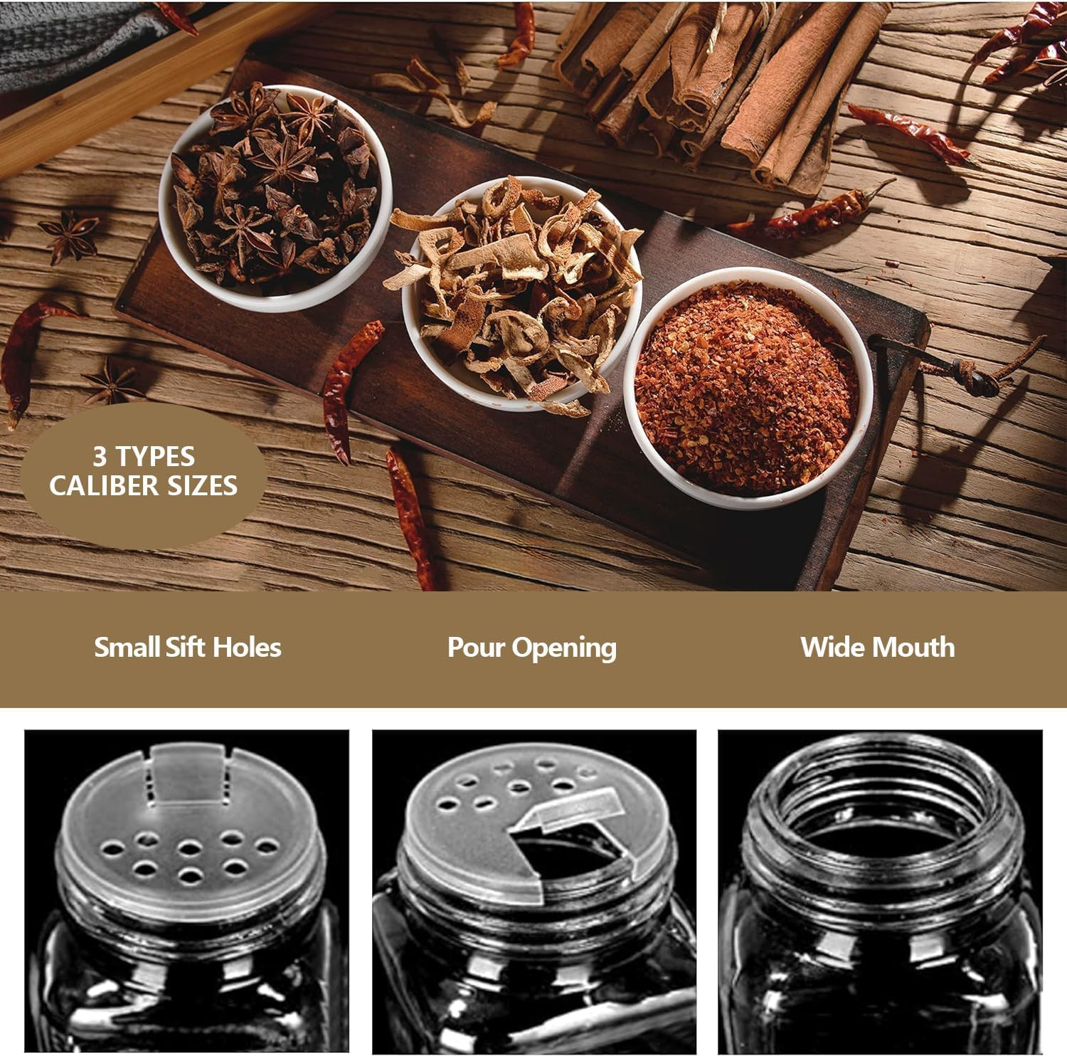 24 Pieces Glass Spice Jars Set with Bamboo Lids, Seasoning Containers for Spice Rack Kitchen Organizers and Storage image number 1