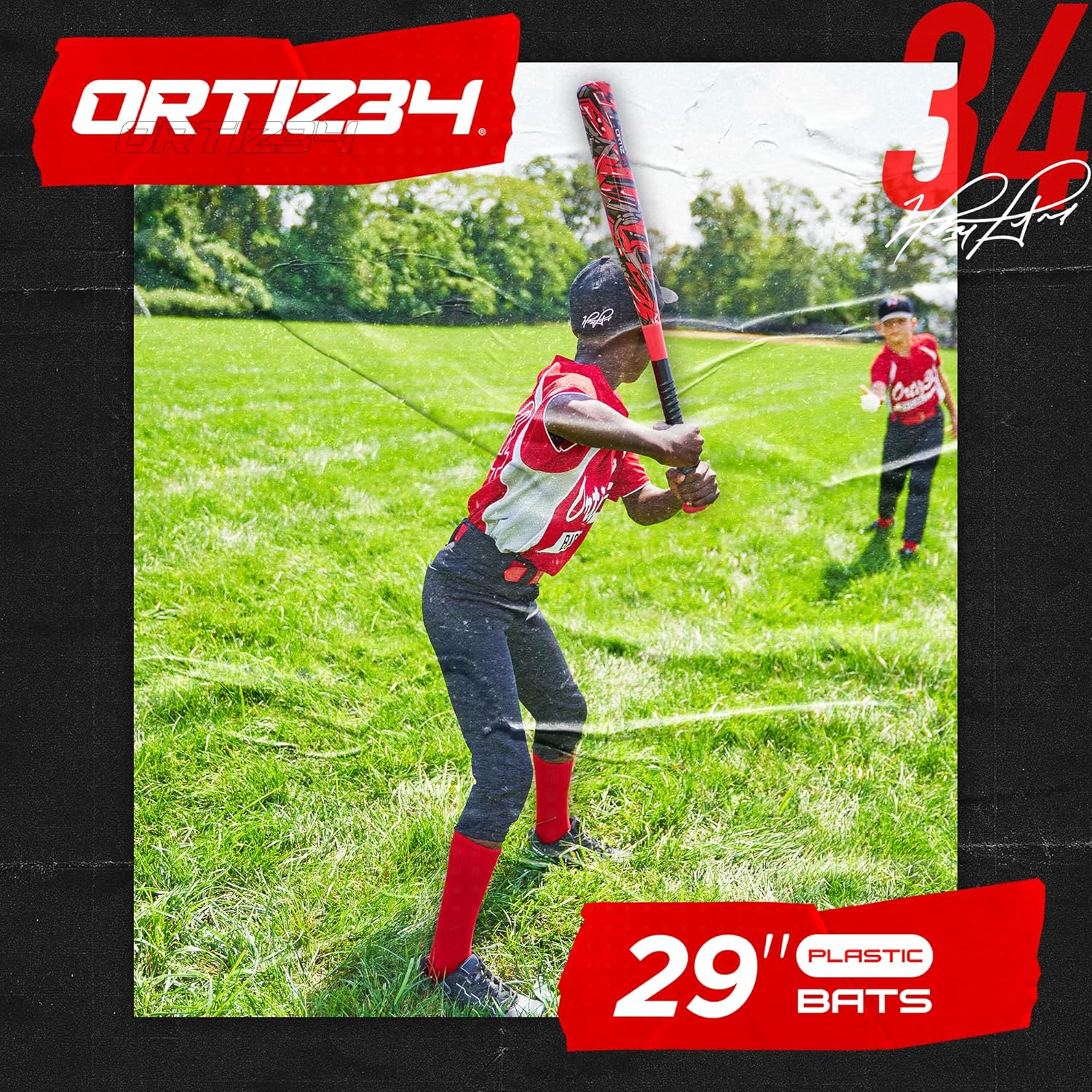 Ortiz34 Graffiti Plastic Bat & Ball Homerun Set- David Ortiz Backyard Baseball Set for Youth, Kids, Teenagers, Adults image number 4