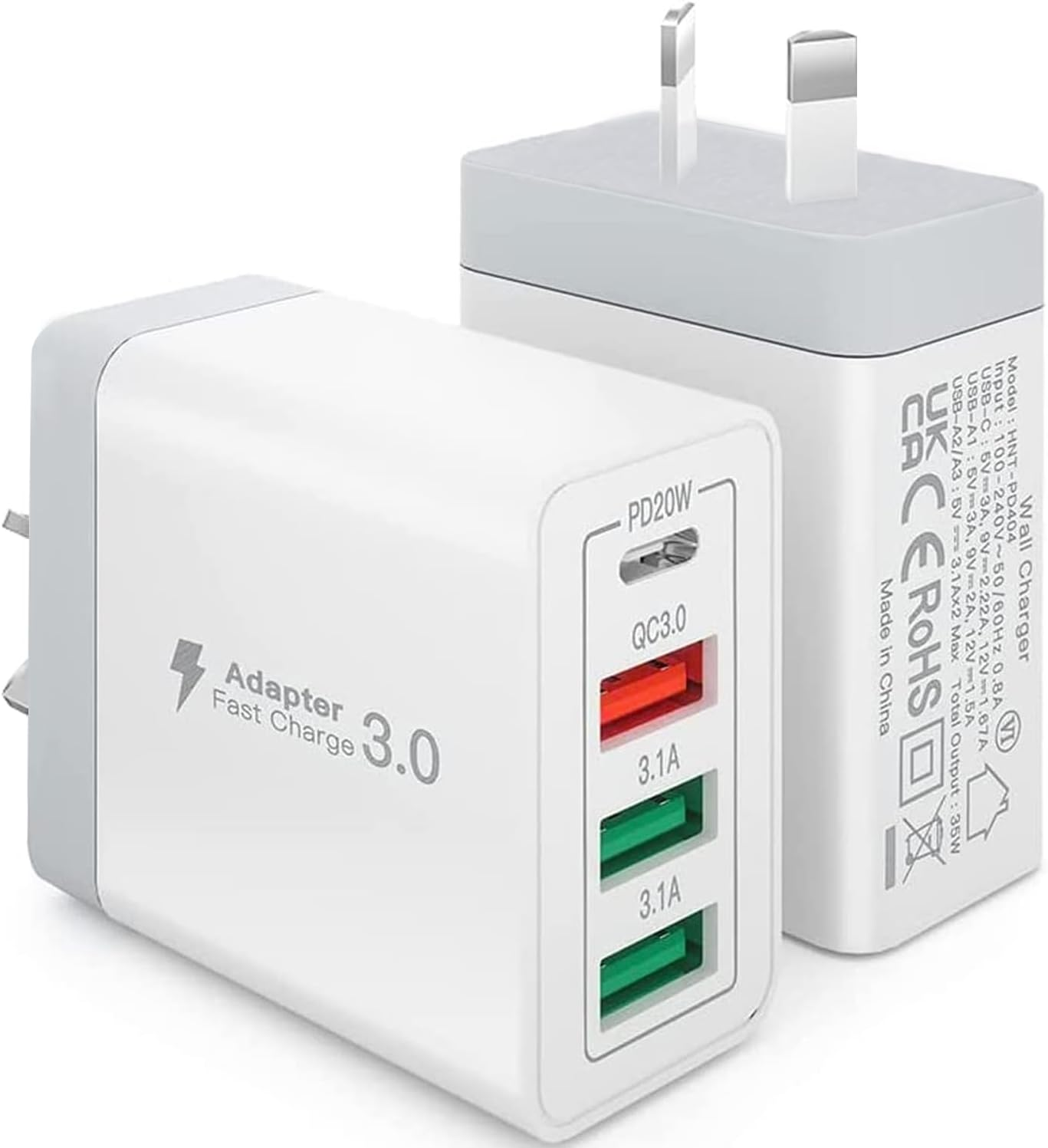 USB Wall Charger,35W QC 3.0 4 Ports USB Power Adapter[20Wpd+Qc3.0+3.1A], Fast Charger Plug Compatible with Iphone 14/13/12/11/Xs/Xs Max/Xr/X/Samsung Galaxy S23/S22/S21/S20/Google Pixel and More