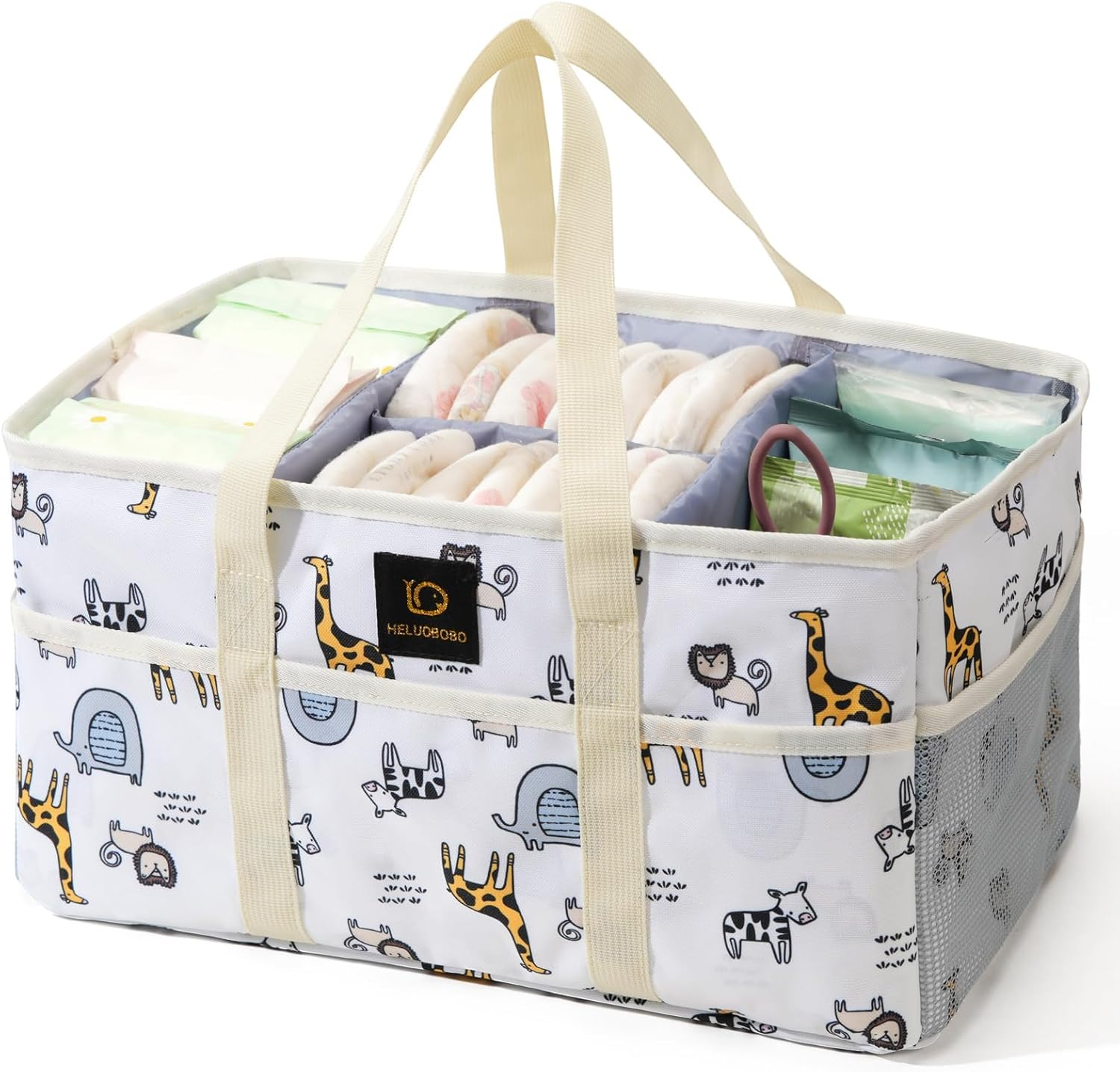 Baby Diaper Caddy Organizer - Portable Nappy Caddy Baby Storage Basket for Diapers and Wipes,Car Caddy Organizer Collapsible Nursery Diaper Organizer with Divided Design for Changing Table image number 4