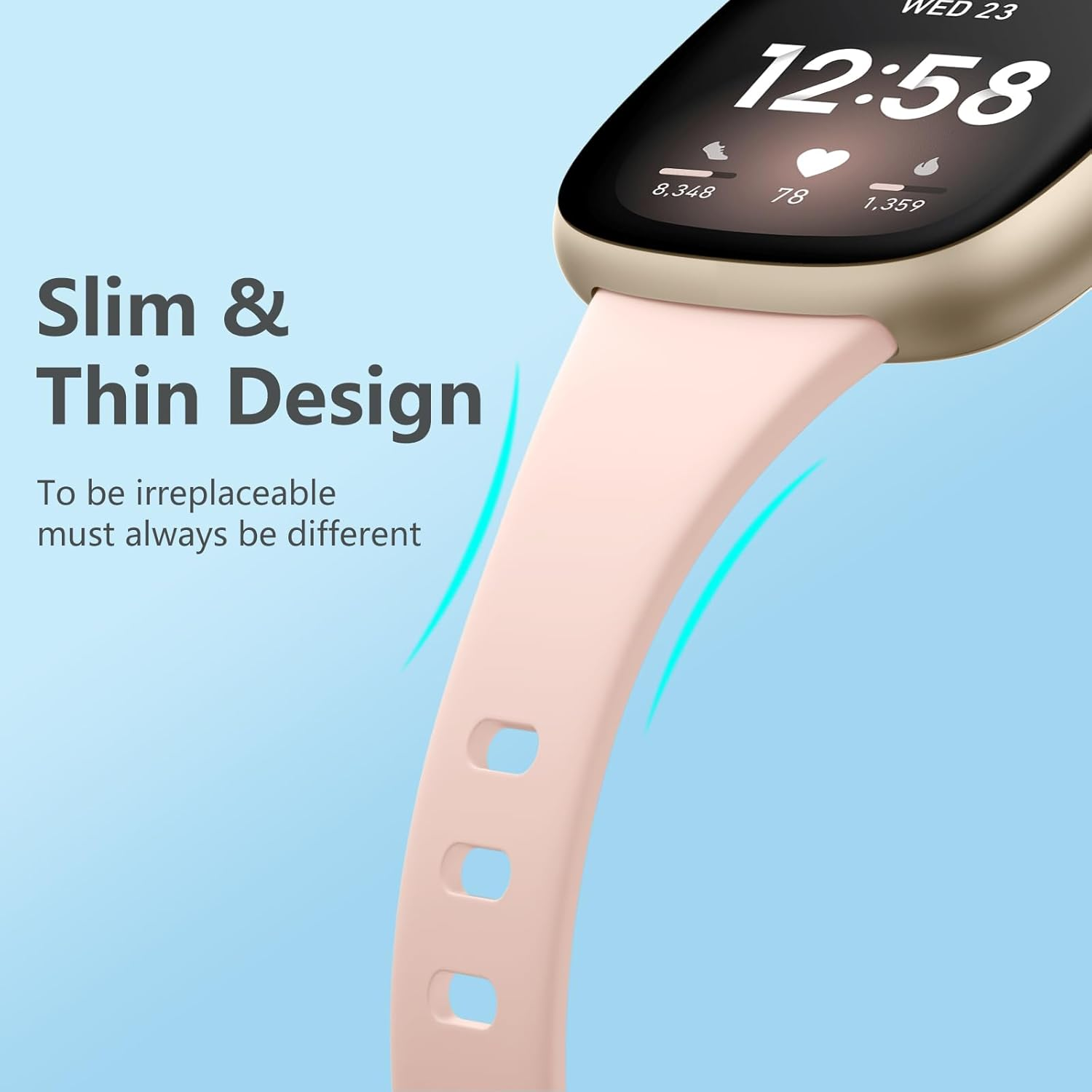 Getino Slim Band Compatible with Fitbit Sense 2/ Sense Bands/Versa 4/ Versa 3 Bands Women Men, Silicone Sport Accessories Thin Band for Fitbit Sense/Sense 2/ Versa 4/ Versa 3 image number 6