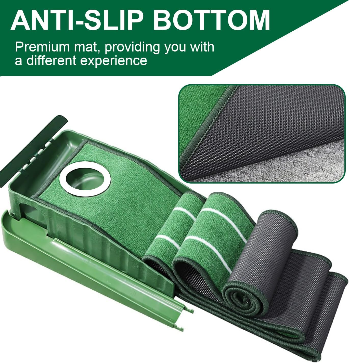 Golf Putting Mat,Indoor Putting Green Set with Ball Return System and 2 Balls,Training Equipment at Home or Office，Suitable to Birthday/Golf Lover image number 2