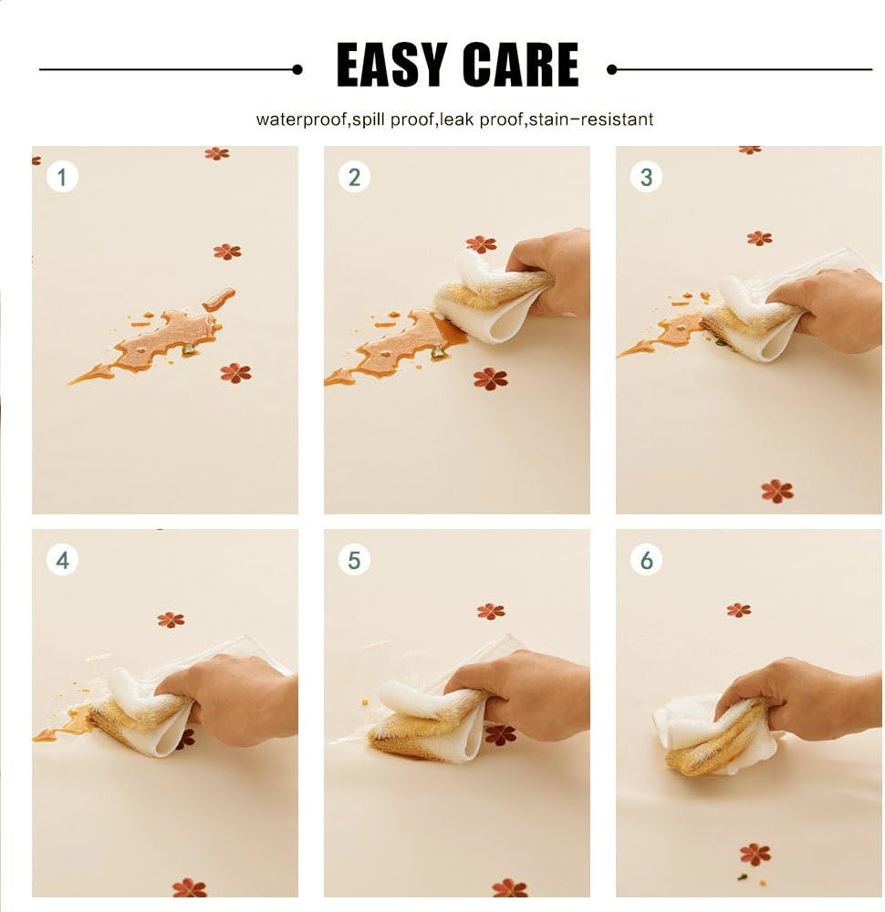 Decorative Red Floral Print Lace Water Resistant Tablecloth Wrinkle Free and Stain Resistant Fabric Tablecloths for Kitchen Room 60 Inch by 84 Inch image number 3