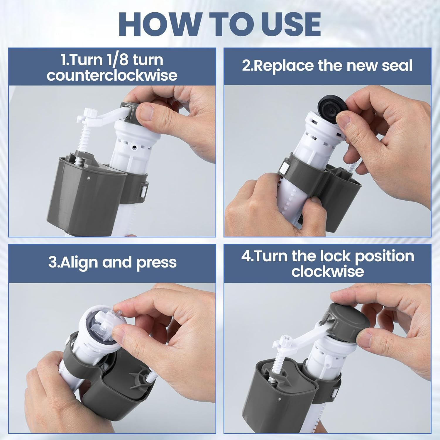 2 Pcs Black Toilet Fill Valve Seal Replacement Part, Rubber Toilet Parts inside Tank Kit, Flush Valve Seal for Fluidmaster 200, 747 and 400 Models Toilet Fill Valve image number 3