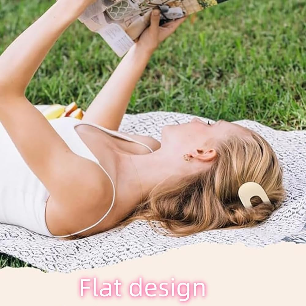 FACAING Flat Claw Clip, 4Pcs Flat Hair Clip, Flat Hair Clips, Flat round Hair Claw Clips, Durable French Barrettes, Non-Slip Hair Curved Design Women'S Hair Clips for Thin to Thick Hair (4 Colors) image number 2