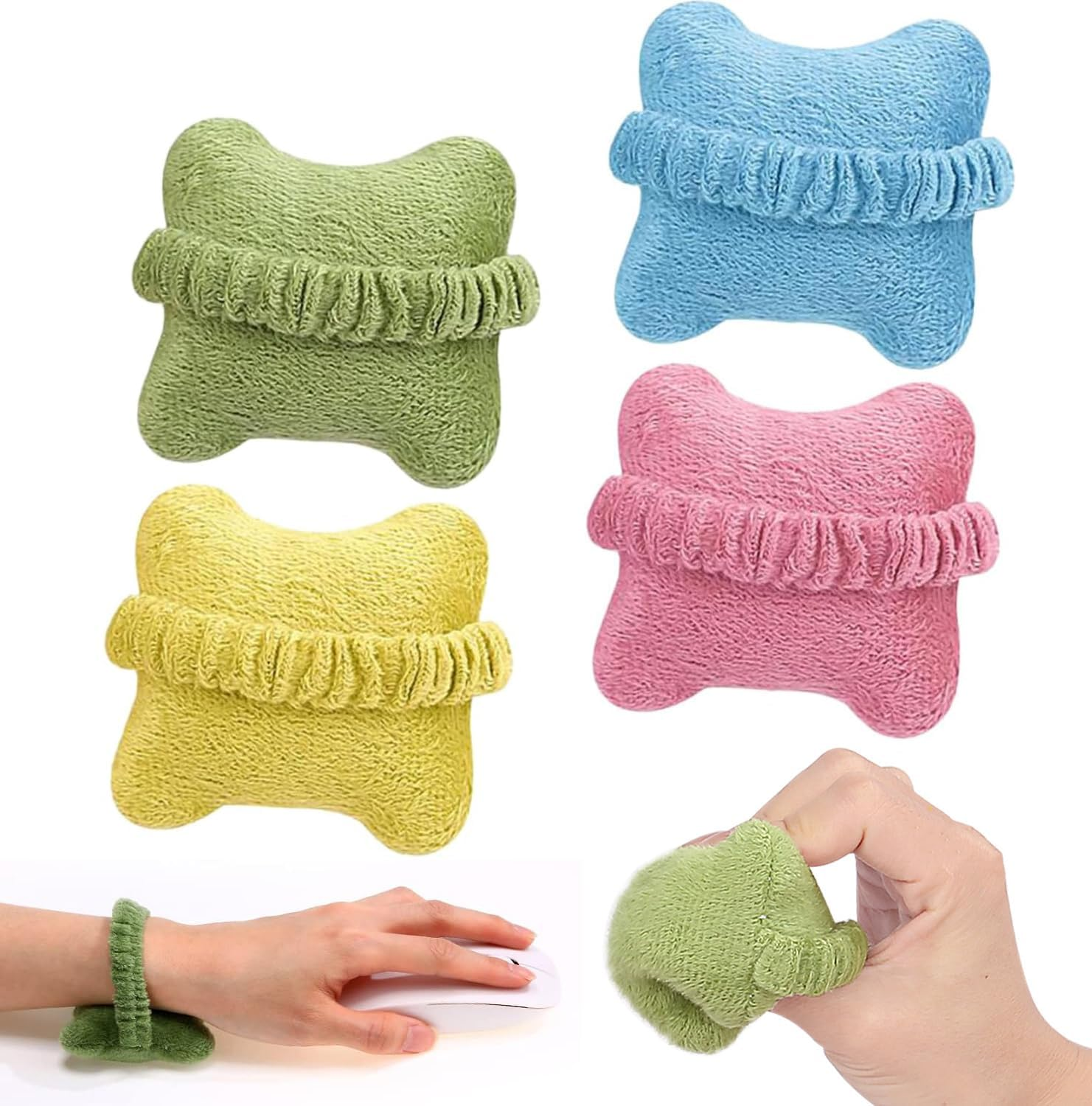 Mouse Wrist Rest Support, 4 Pcs Cute Wearable Keyboard/Mouse Wrist Rest Cushion Pillow for Computer, Laptop, Office Work, Typing, Gaming - Wrist Pain Relief image number 5