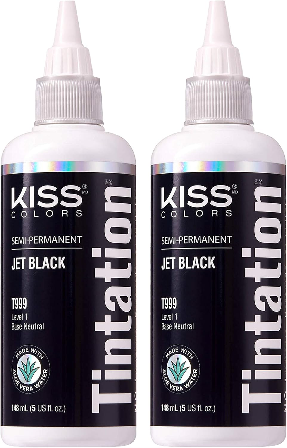 Red by Kiss Tintation Semi-Permanent Hair Color, Aloe Vera Water Based, Argan Oil, Olive Oil, Collagen & Keratin, Long-Lasting Color Dye (Jet Black, 2 Pk, 5 Fl Oz) image number 4