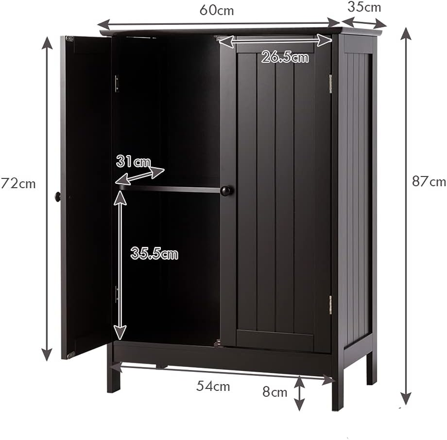Bathroom Floor Cabinet W/ Double Doors, Floor Storage Cabinet W/ Shelf Free Standing Home Furniture Storage, Toilet Storage Unit, Laundry Cupboard, Entryway Utility Organizer Cabinet, for Bathroom & Bedroom& Living Room &Kitchen &Entrance (Brown) - Brown image number 6